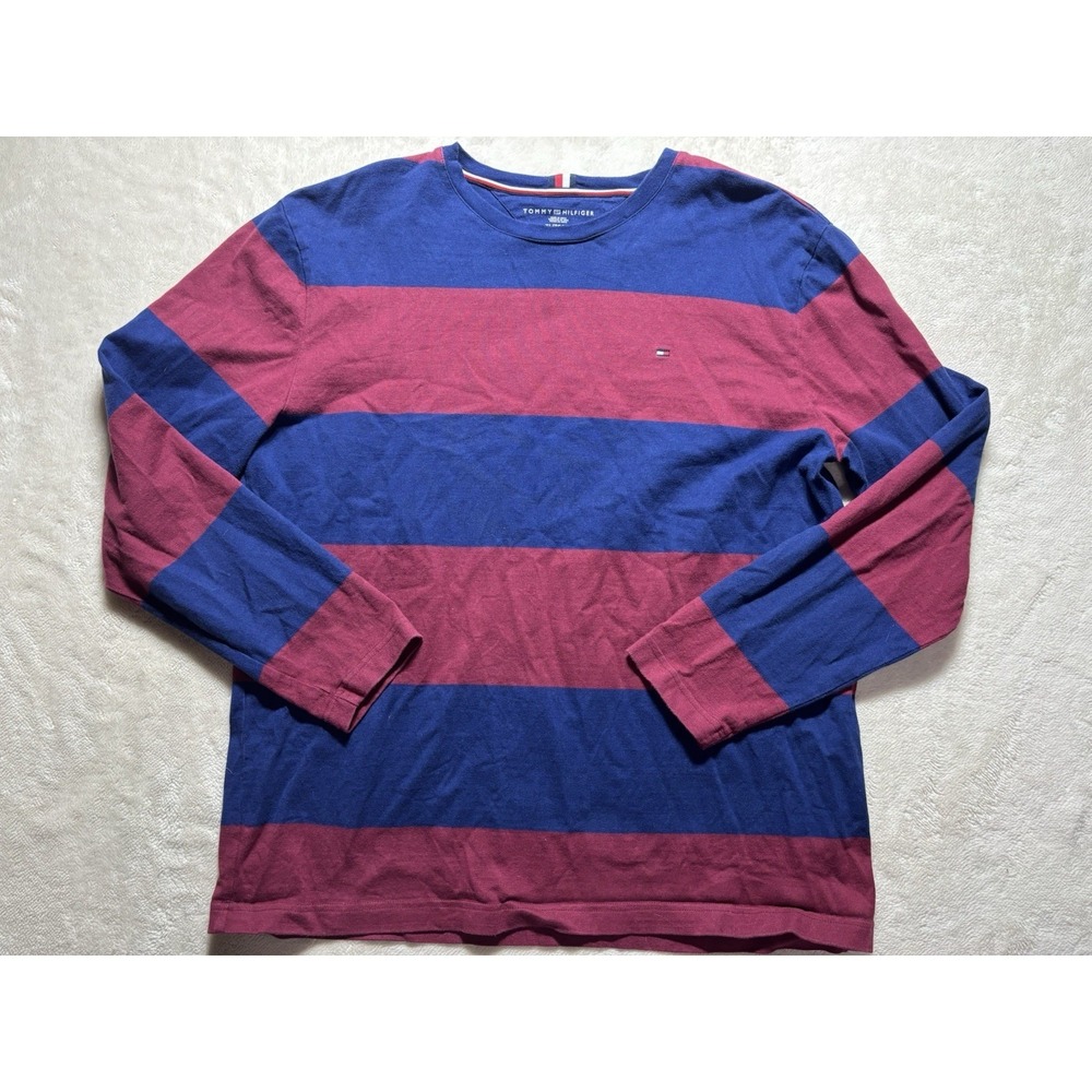 Tommy Hilfiger Rugby Striped Long Sleeve T Shirt Size XL